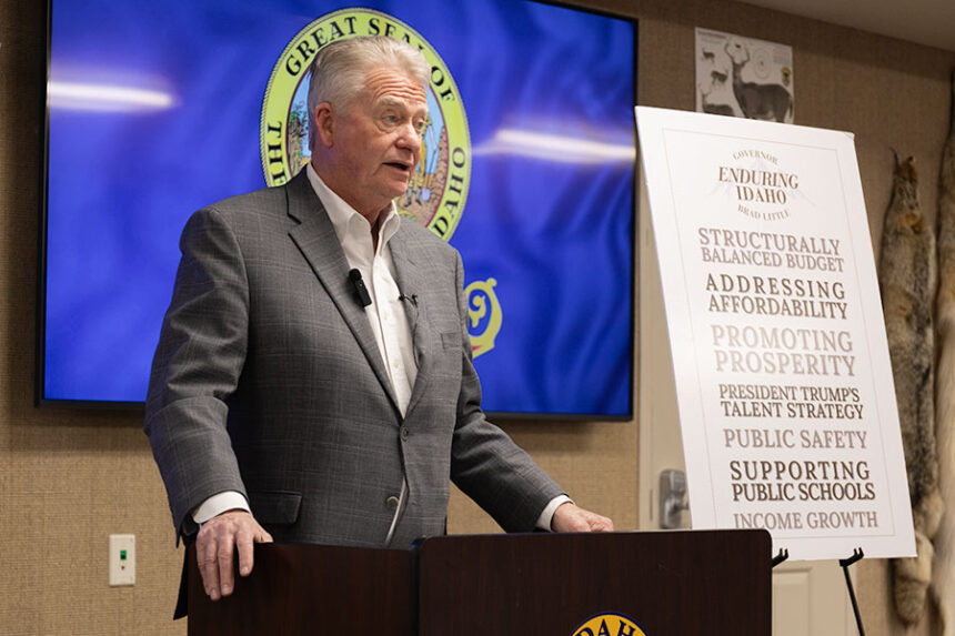Idaho Gov. Brad Little visited Idaho Falls Monday to speak with media recapping the 2026 legislative session. | Daniel V. Ramirez, EastIdahoNews.com