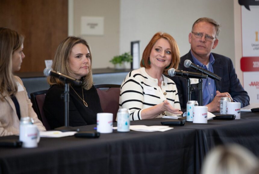 Janelle Stauffer, a social worker and therapist with The Resiliency Center of Idaho, speaks at a City Club of Boise panel discussion on youth mental health on Tuesday, April 14, 2026. | Sean Dolan, IdahoEdNews