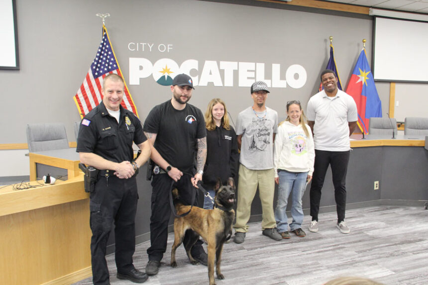 K-9 Boo at welcome ceremony