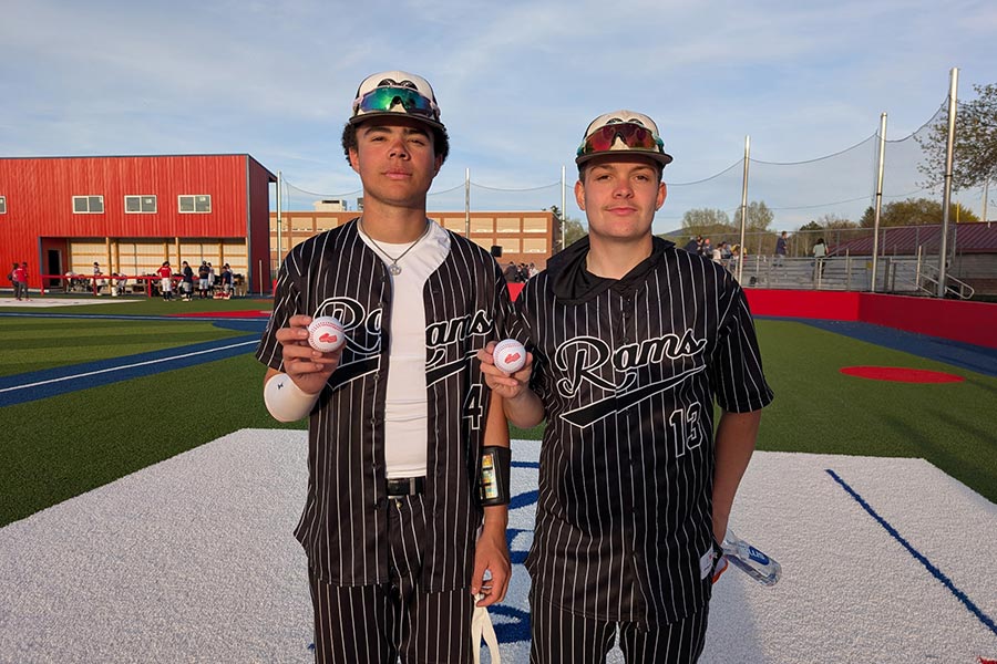 Kai Jones (left) and Cannon Eddie game balls