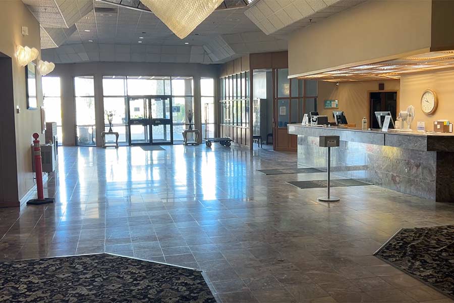 Abandoned lobby inside Shilo Inn | Rett Nelson, EastIdahoNews.com