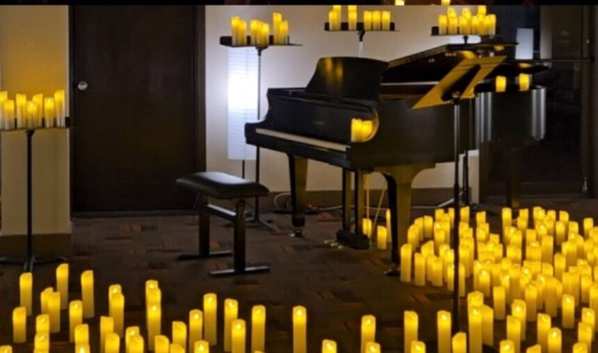 Piano with candles