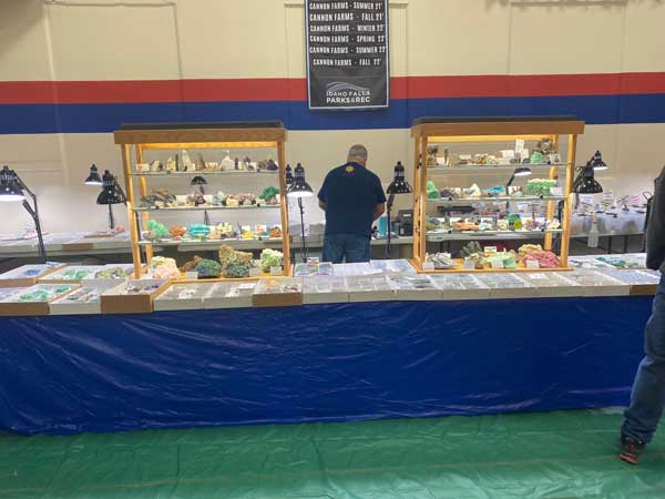 A vendor as the IFG&MS 2025 Show with rocks from all over the world.