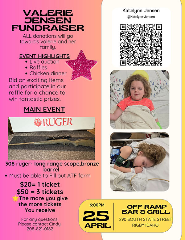 A flyer for an upcoming fundraiser to help support Valerie Jensen and her family. | Katelynn Jensen