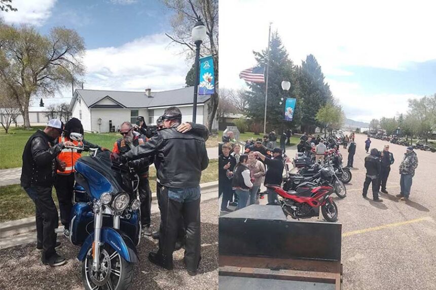 Bikers gather for communal prayer during the "Blessing of the Bikes" event in Downey last year. | Courtesy Cameron Steed
