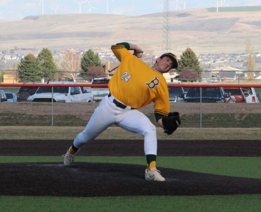 Bonneville pitcher Brock Bowman delivers against Idaho Falls. | Allan Steele, EastIdahoSports.com.