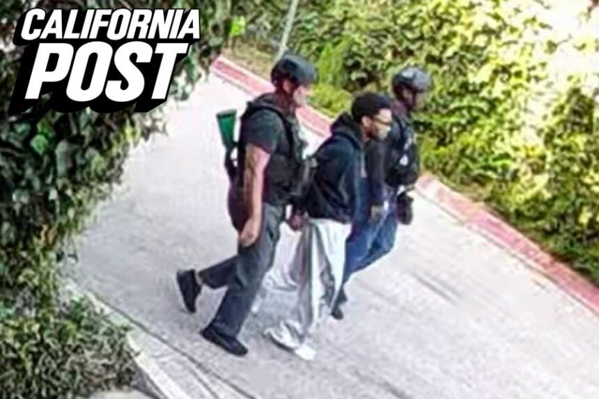Police take D4vd into custody, in a still from a video published by the California Post.