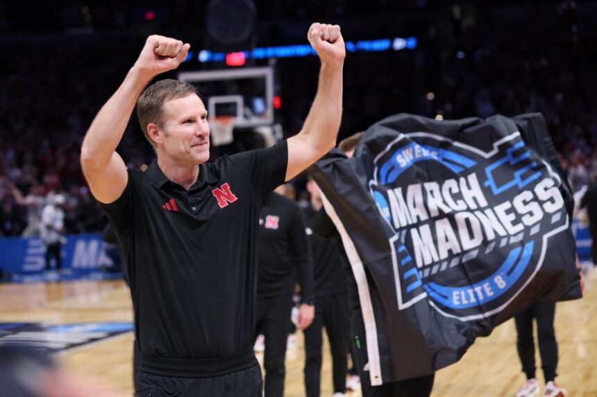 Nebraska head coach Fred Hoiberg acknowledges the fans as he leaves the court after a game against Vanderbilt in the second round of the NCAA college basketball tournament, Saturday, March 21, 2026, in Oklahoma City. (AP Photo/Nate Billings)