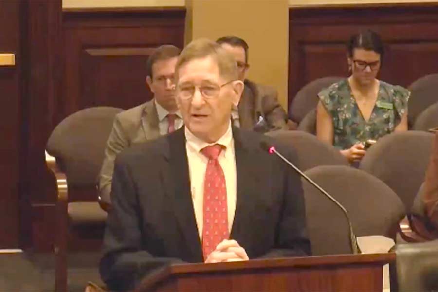 Tom Dixon, grandson of Roland Harriman, addressing the House State Affairs Committee on SB 1300. | Courtesy Idaho Legislature