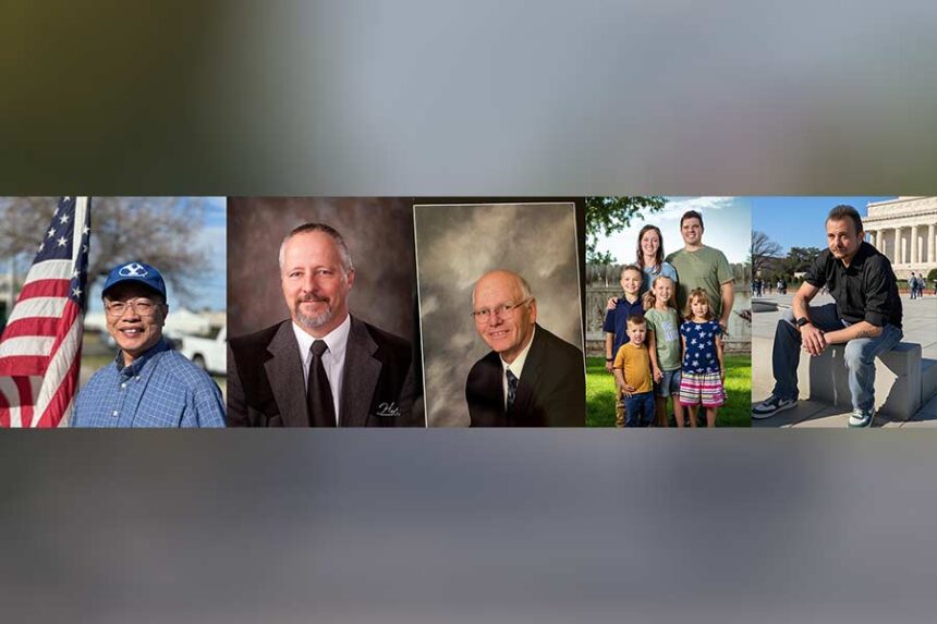 Five candidates are seeking the Republican nomination for Jefferson County Commissioner, Seat 1. Among them are Art da Rosa, left, Brian Farnsworth, second from left, Danny Ferguson, center, Dylan Davis, second from right, and Joshua Duran | Courtesy photos