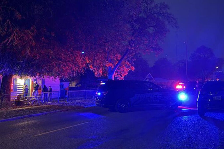 police lights at house