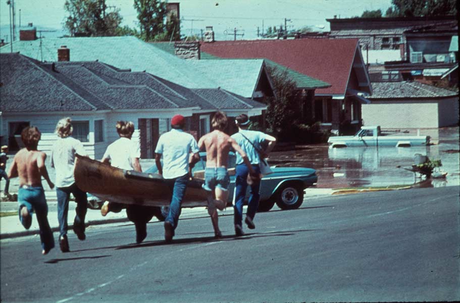Group of young men coming to the rescue following the Teton Dam disaster in 1976. | Courtesy BYU-Idaho