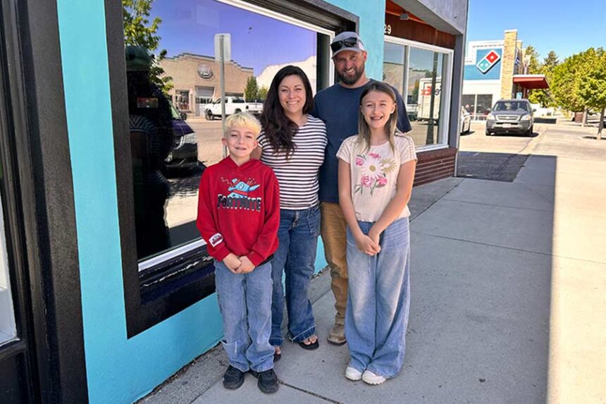 Loretta Anderson, second from left, with her husband, Josh, and two kids. She's opening The Nook and Cranny, a bookstore and bakery at 127 West Main Street in Rigby. | Rett Nelson, EastIdahoNews.com