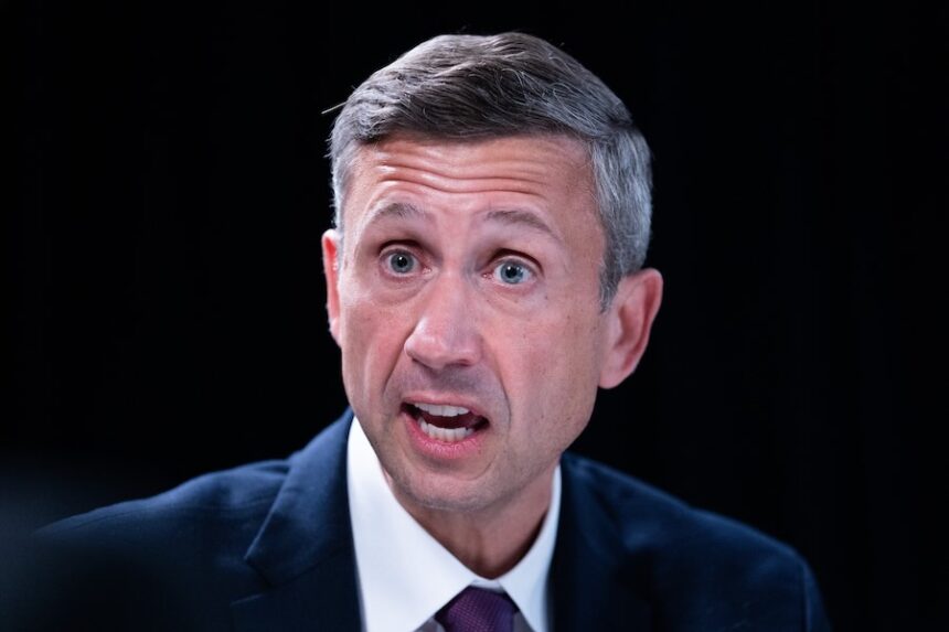 Democratic National Committee chair Ken Martin speaks during an interview with The Associated Press at DNC headquarters, Jan. 12, 2026, in Washington.