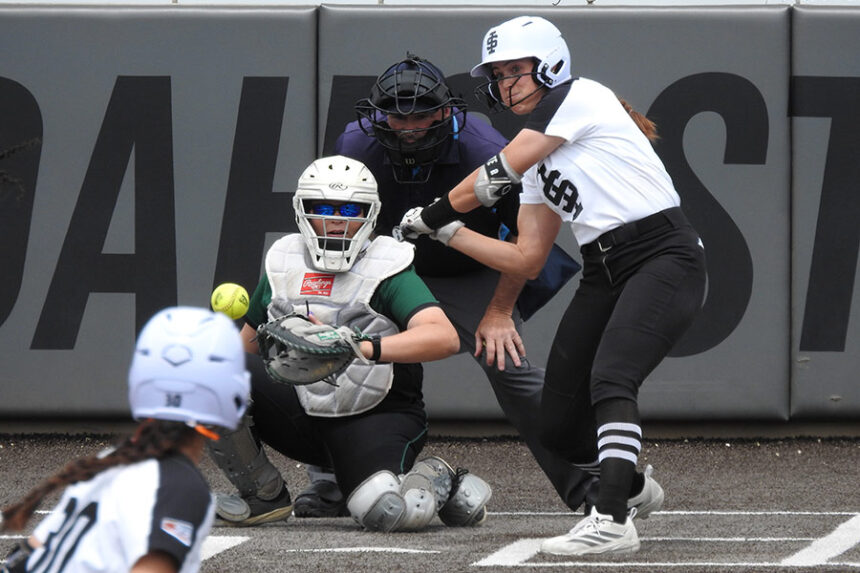 ISU softball lines a two-run single to right-center, scoring senior and close friend Alyssa Yee (30) from second