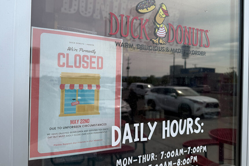 A closed sign sits in the window of Duck Donuts on Friday. | Kaitlyn Hart, EastIdahoNews.com