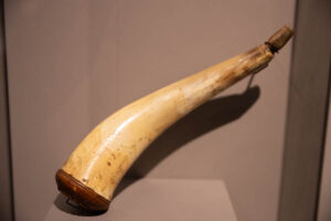 Daniel Shay's powder horn is seen inside the Museum of Idaho. | Cody Roberts, EastIdahoNews.com