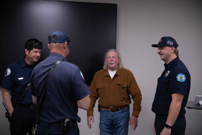 Fred King speaks to EMS personnel that responded to his motorcycle accident in 2024. | Cody Roberts, EastIdahoNews.com
