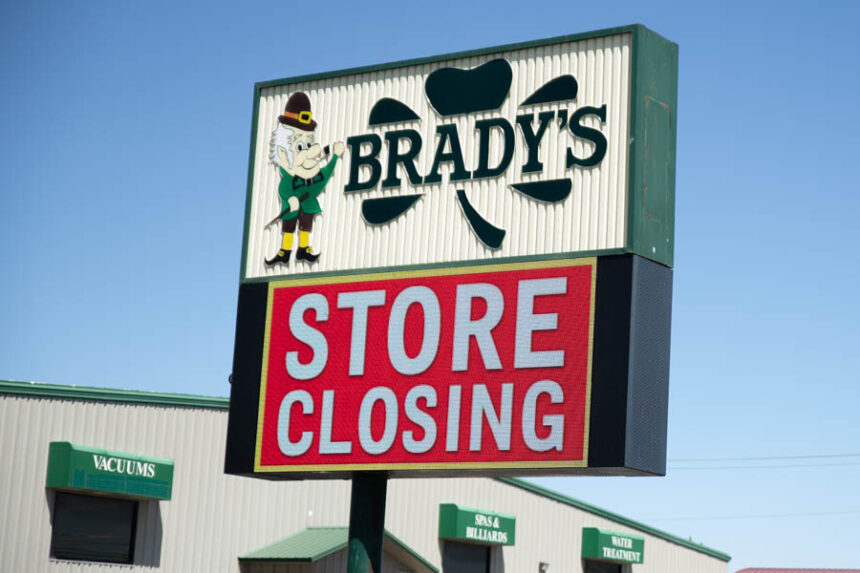 A sign in front of Brady's reads "Store Closing." | Cody Roberts, EastIdahoNews.com
