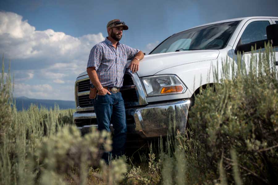 Fifth-generation Teton Valley, Idaho, rancher Nick Beard stands on the 160-acre parcel of Idaho state land east of Tetonia that his family has leased for cattle grazing since 1992.