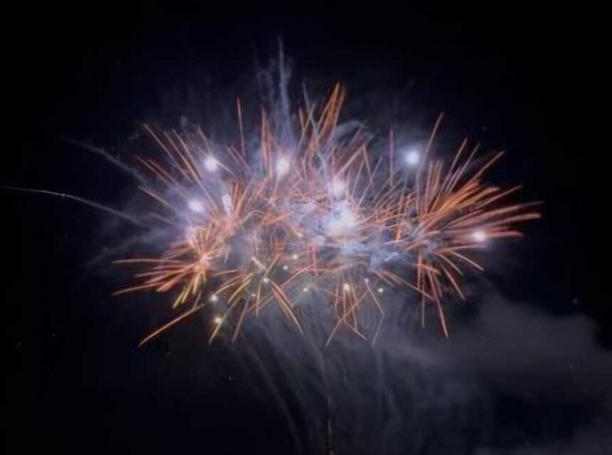 Fireworks light up the sky in a Fourth of July show put on by the Ashton Chamber of Commerce.