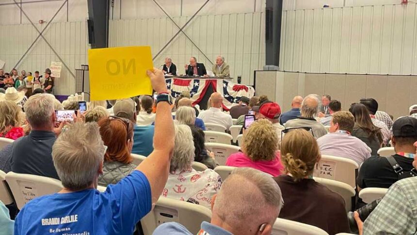 Box Elder County commissioners met Monday, May 4, 2026, at the Box Elder County Fairgrounds in Tremonton, Utah, to consider a controversial data center proposal, approving two resolutions showing it to move forward.