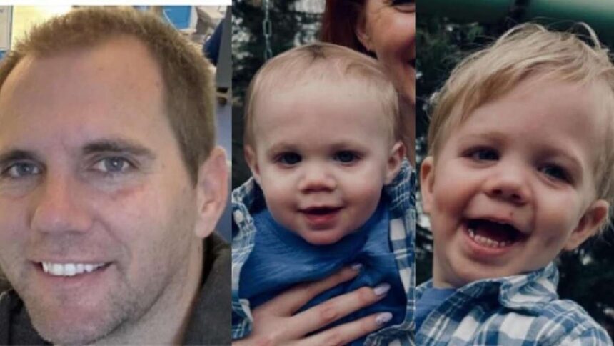 Dane Stephen Richman, left, and missing children Will Thomas Richman, center, and Wesley Dane Richman, right, in photos released as part of a Utah Amber Alert issued Sunday, May 24, 2026. Authorities say the two children were abducted in Saratoga Springs, Utah.