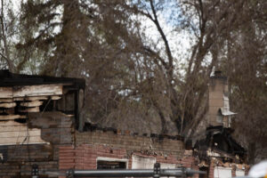 The remaining structure of the Thornton Merc after a fire is seen on Thursday. | Cody Roberts, EastIdahoNews.com