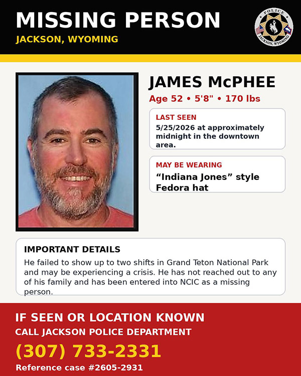James McPhee missing poster | Jackson Police Department