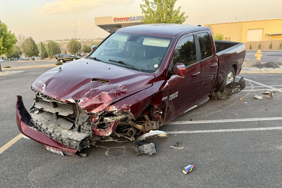 The truck involved in the crash. | Kyle Riley, EastIdahoNews.com