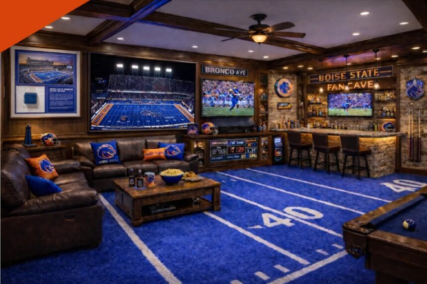 A mock-up of what the “blue turf fan cave” could look like on CollectBSU.com’s auction page. Screenshot from CollectBSU.com