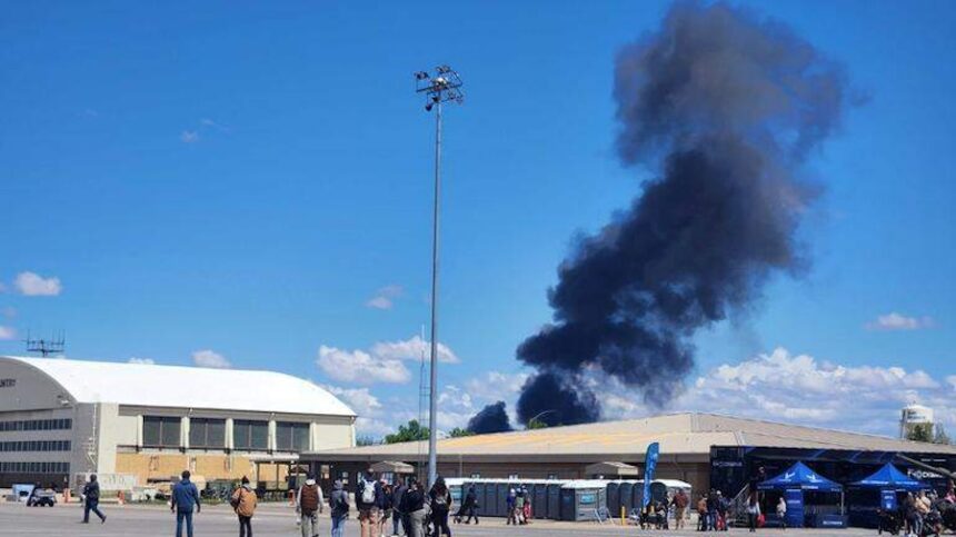 There was a crash Sunday, May 17, 2026, at the Gunfighter Skies air show at Mountain Home Air Force Base in Idaho.