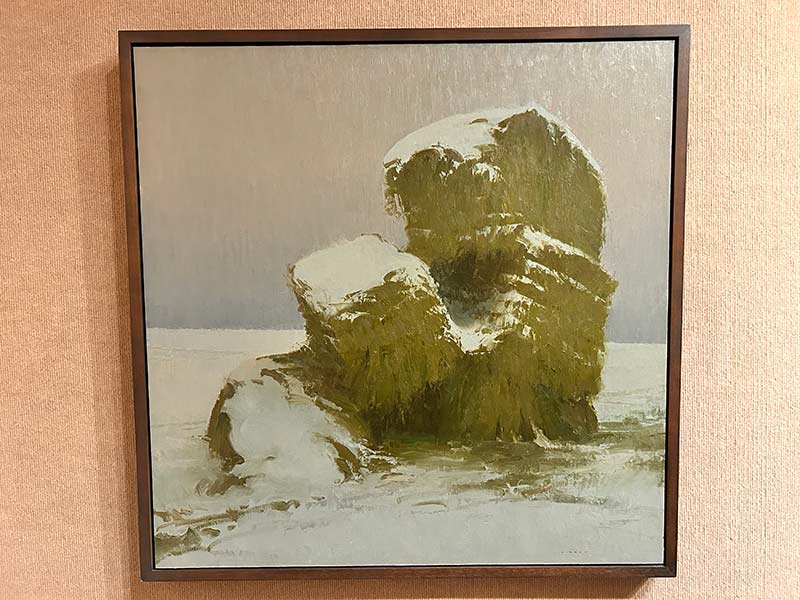 A depiction of hay bales hanging in the Art Museum of Eastern Idaho. The painting is by David Dibble from Utah. | Rett Nelson, EastIdahoNews.com