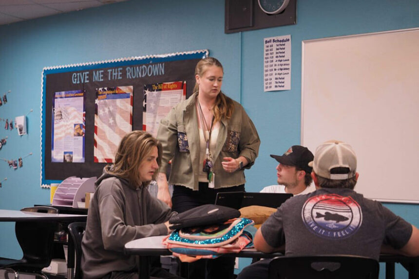 Jess Miller speaks with students