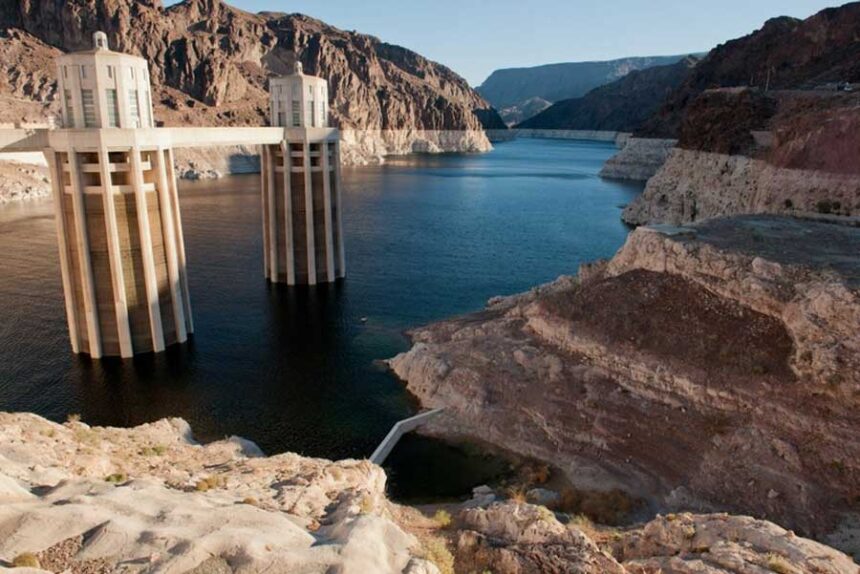 Water levels in Lake Mead have fallen as the Colorado River dwindles, threatening the water supply for cities and farmers in the West.
