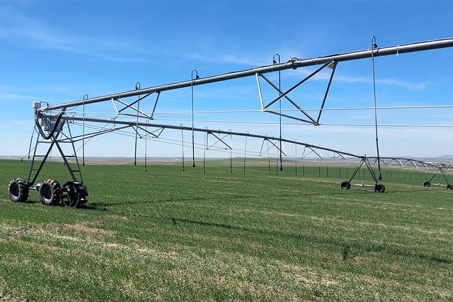 Sprinkler pivot on farmland in Newdale | Rett Nelson, EastIdahoNews.com