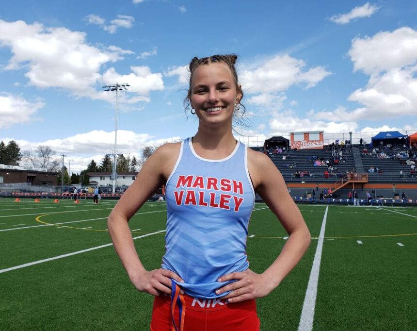 Marsh Valley's Lydia Townsend has the top marks in the 100 hurdles and pole vault entering the state championships. | Allan Steele, EastIdahoSports.com.