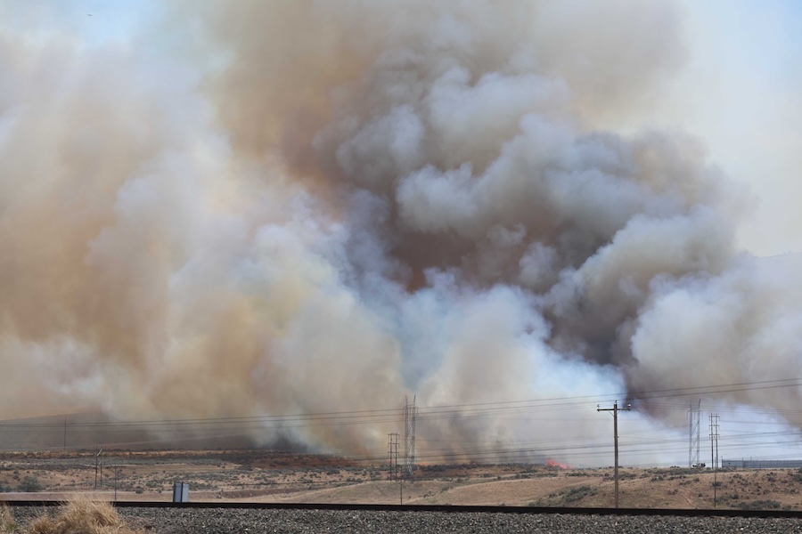 The Michaud Creek Fire burns on the Fort Hall Indian Reservation, south of Interstate 85 and about 10 miles west of Pocatello, on Saturday.
