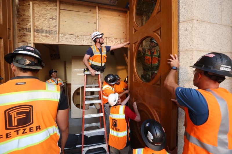 Salt Lake Temple marks milestone with reinstallation of east temple doors