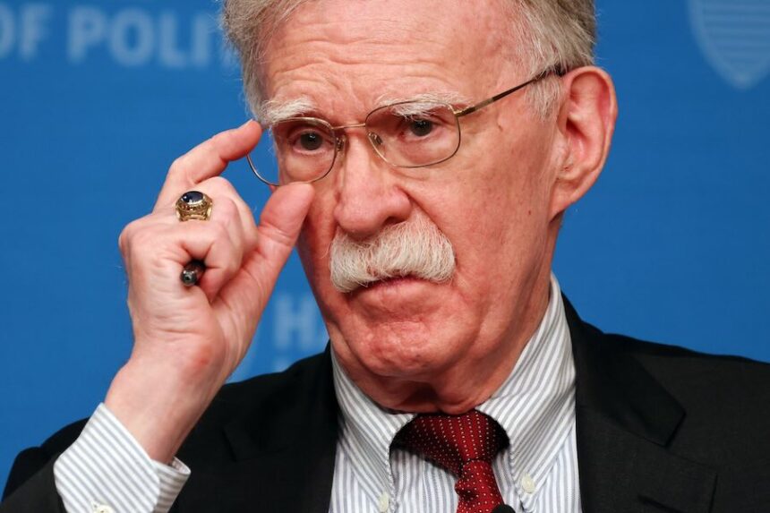 FILE - John Bolton speaks at Harvard Kennedy School's John F. Kennedy Jr. Forum, Sept. 29, 2025, in Cambridge, Mass.