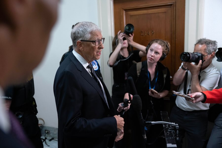Bill Gates, co-founder of Microsoft, talks to reporters as he arrives on Capitol Hill for a closed-door interview with the House Oversight Committee investigating convicted sex offender Jeffrey Epstein, in Washington, Wednesday, June 10, 2026.
