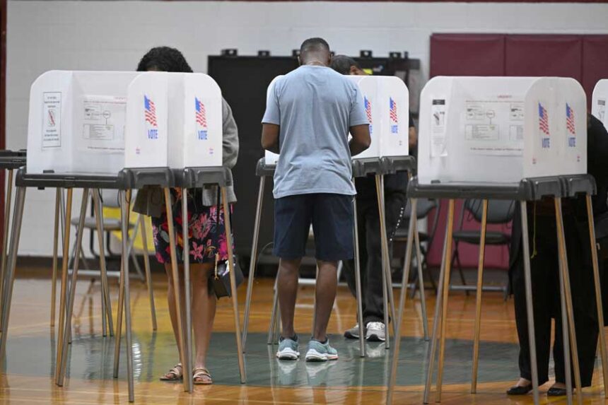 People cast their votes at the Upper Marlboro Community Center Tuesday,, June 23, 2026, in Upper Marlboro, Md.