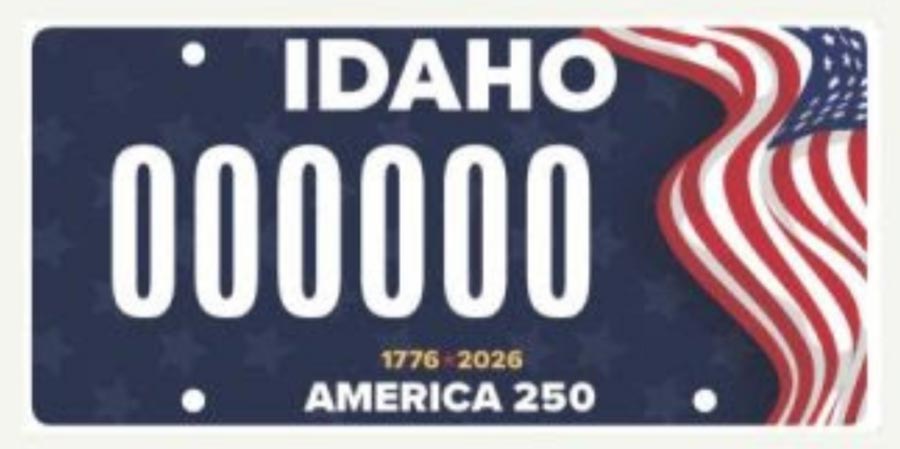 The America 250 license plate was released to celebrate a historic national milestone. | Idaho Transportation Department