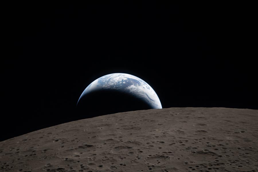 In this image provided by NASA, the Artemis II crew captured this view of an Earthset on April 6, 2026, as they flew around the moon. (NASA via AP, File)