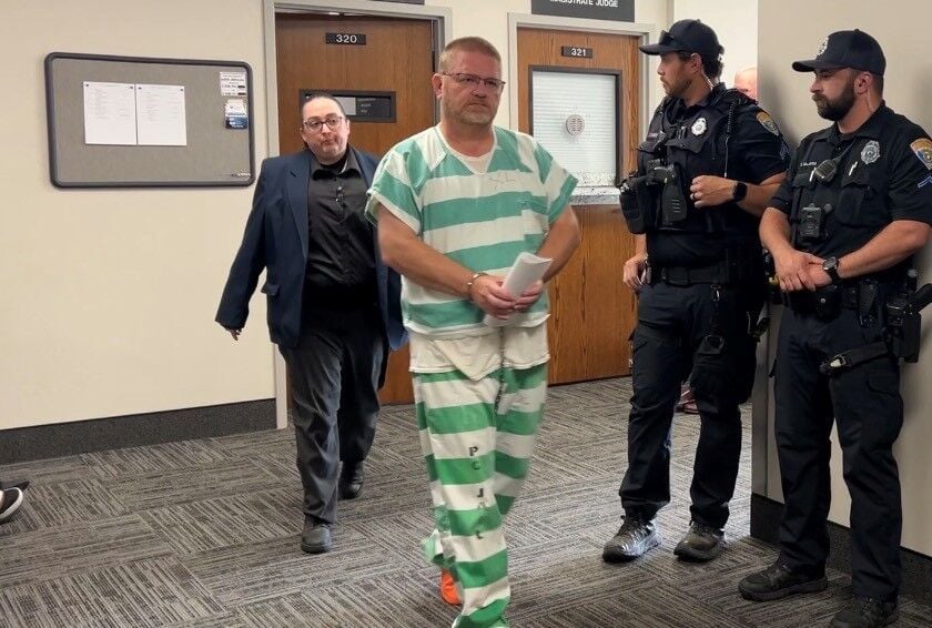 Jonathan Ray Farnsworth walking into Bannock County Courthouse for a preliminary hearing. | Kpvi