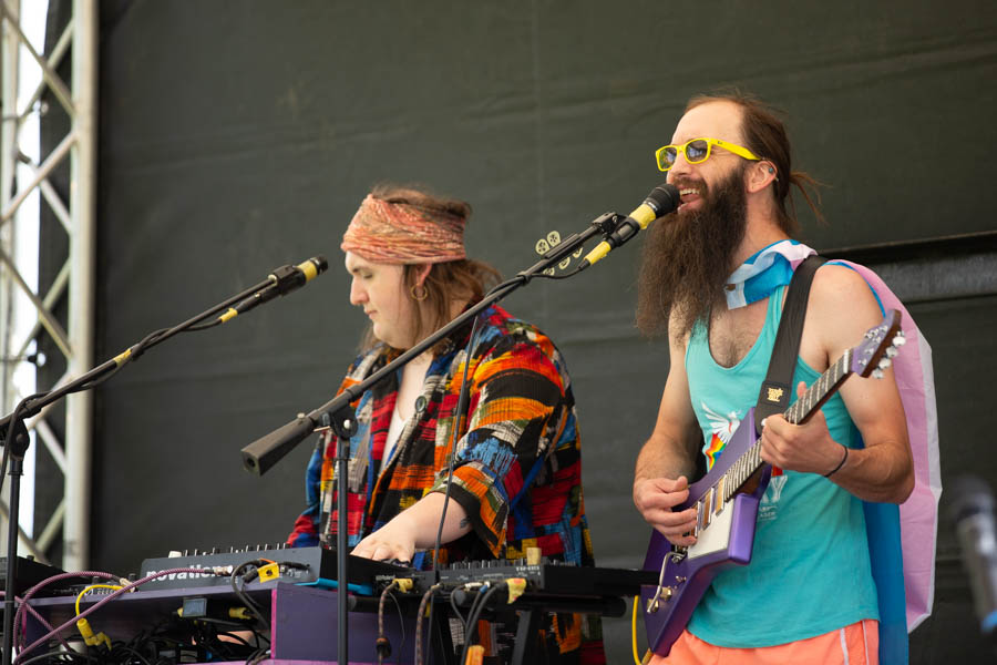 Band members of Charm Quark perform during Gate City Pride Festival on Saturday. | Cody Roberts, EastIdahoNews.com