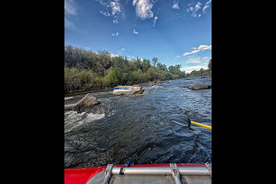 Fremont County Search & Rescue were dispatched to the Fall River after a boat had overturned causing three fishermen to become stranded Thursday afternoon. | Courtesy Fremont County Search & Rescue