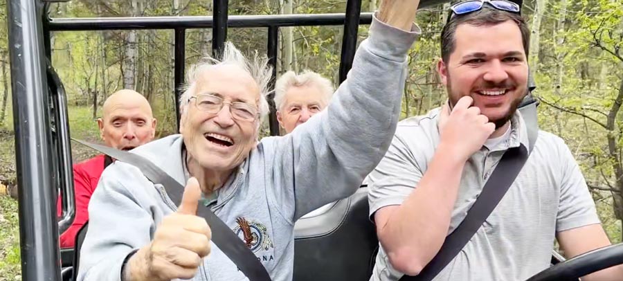 Ranger rides with seniors in the Big Hole Mountains