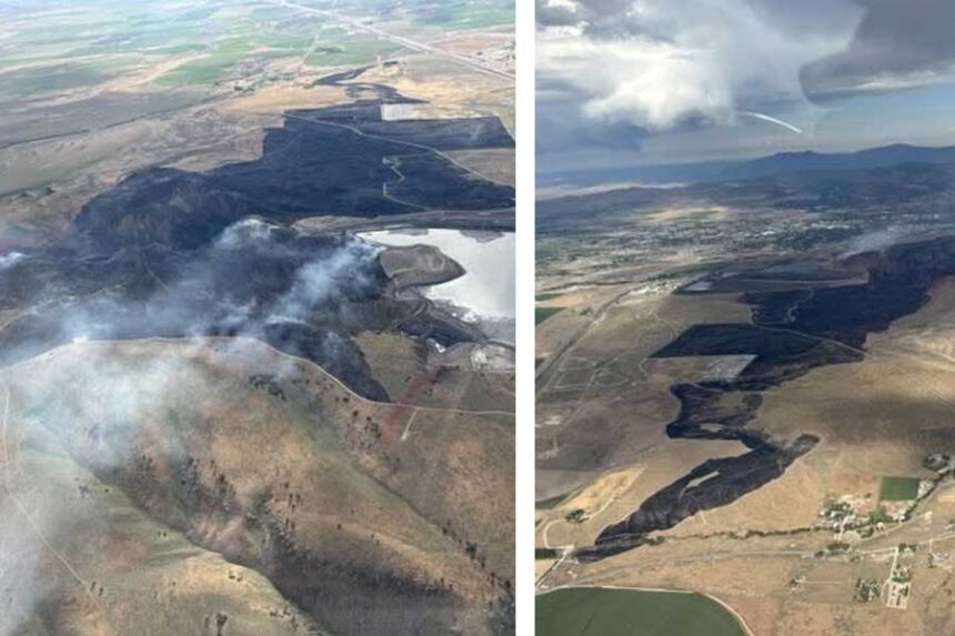 Aerial views of the Michaud Creek Fire burning Saturday, June 6, 2026, in Power County.