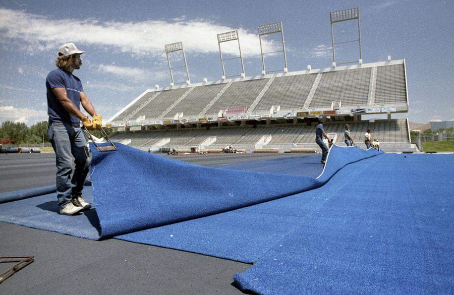 blue turf installed